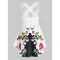 thumbnail image 2 of Más el tamaño de los encajes de ganchillo de la impresión floral del entrecruzamiento Tank Top Rosegal Camisetas sin mangas de talla grande, 2 of 5