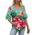 thumbnail image 2 of Fewfanhot Womens Shirts V Neck Tunics Ruffle Sleeve Tops Blouses for Women Dressy Casual, 2 of 7