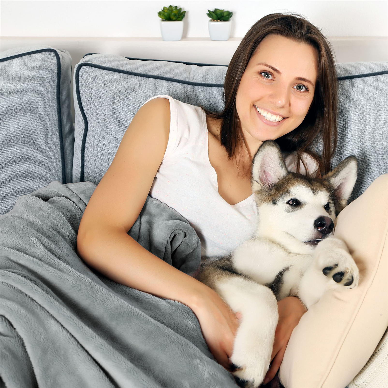 100% Dog Bed Cover Waterproof Pet Blanket Sofa Couch Furniture Protector Car Bed from Spills Stains for Dog and Cat Blankets (Size-L: 150cm-L x 127cm-W)