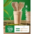 thumbnail image 2 of 100% Natural Bamboo Disposable Cutlery Set - 120 Mix (60 Forks, 60 Spoons) 6.7", Eco Friendly Utensils, Biodegradable, Compostable, Splinter Free and Perfect For Weddings, Camping, Party, 2 of 4