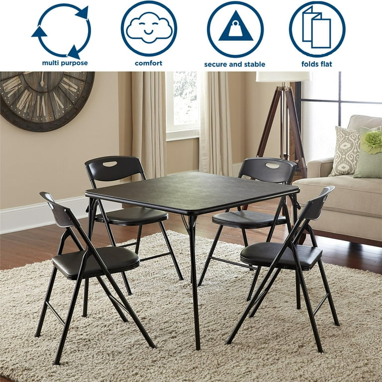 Free Shipping 5 Piece Folding Table and Chair Set Steel Frame Black Walmart