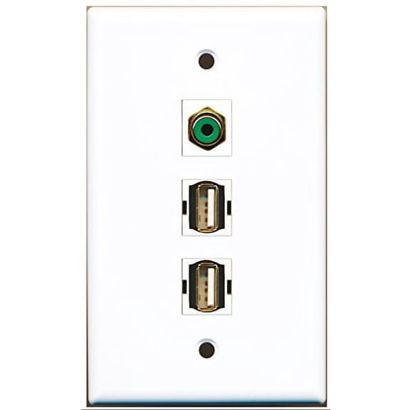 RiteAV - 1 Port RCA Green 2 Port USB A-A Wall Plate