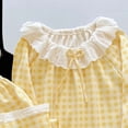 thumbnail image 5 of Girls Summer Outfits Ruffle Sleeve Button Up Dress Tops Plaid Pants Girl Clothes Yellow 5-6 Years, 5 of 5