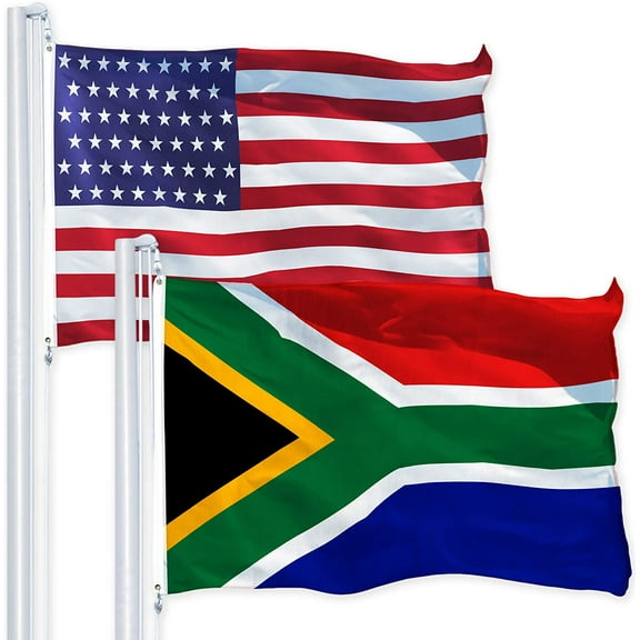 G128 Combo Pack: USA American Flag 3x5 Ft 150D Printed Stars & South Africa (South African) Flag 3x5 Ft 150D Printed