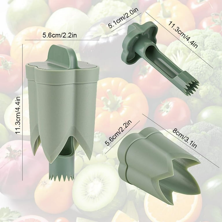 Pepper Seed Corer Remover Tool - 2-in-1 Bell Pepper Cutter & Deseeder, Kitchen Gadget For Vegetables (Green)