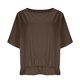 thumbnail image 4 of Camisas de Manga Larga para las Mujeres Suelto Ajuste Plisado Lino Cuello en V Cuarto Superior Manga de Moda de Color Sólido Blusa, 4 of 9