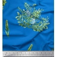 thumbnail image 1 of Soimoi Blue polyester Crepe Fabric Wheat & Clover Leaves Decor Fabric Printed Yard 42 Inch Wide, 1 of 3
