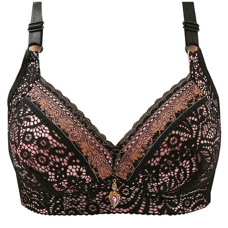 Lolmot Push Up Bras for Women Plus Size Full Coverage Underwire Unlined Minimizer Lace Bra Sexy Soft Cup Everyday Bra