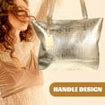 thumbnail image 2 of 1 bolso de mano de gran capacidad para mujer, bolso de hombro tipo shopper, bolso de mano de moda para el trabajo escolar, dorado, 2 of 7