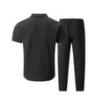 thumbnail image 5 of VBTAPA Mens 2 Piece Outfits Summer Casual Short Sleeve Button Down Shirt & Long Pants Sets Beach Vacation Suits Lounge Tracksuits Black M, 5 of 6