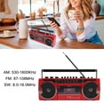 thumbnail image 3 of Retro Cassette Tape Player Recorder AM  SW Radio with Bluetooth Speaker, Battery Operated AC Powered, Tape Recorder Cassette Player USB Slot Red, 3 of 7