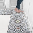 thumbnail image 1 of MeyJey Kitchen Rug Set of 2, Anti Fatigue Kitchen Mat 2 Pieces, Non Skid Waterproof Cushioned Boho Floor Mat and Runner Rug, 17"x28"+17"x48", Brown/Gray, 1 of 6