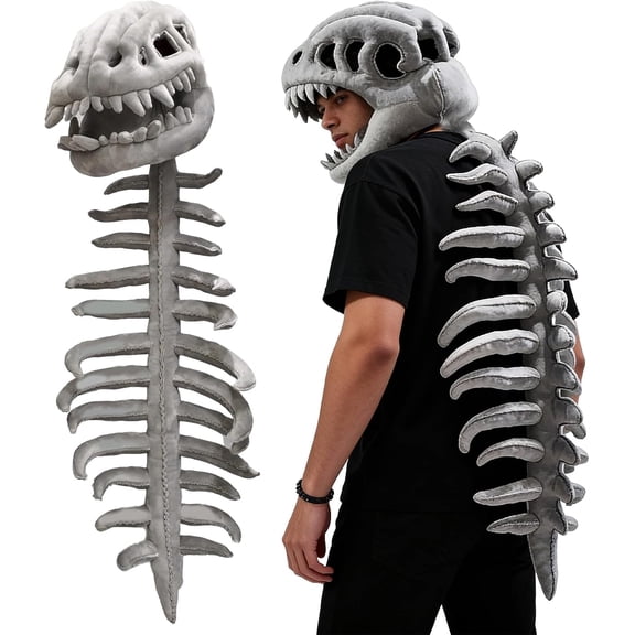 Dinosaur Skeleton Plush Costume | Realistic 3D Spinosaurus Plush Outfit, Wearable Dino Costume for Halloween Cosplay