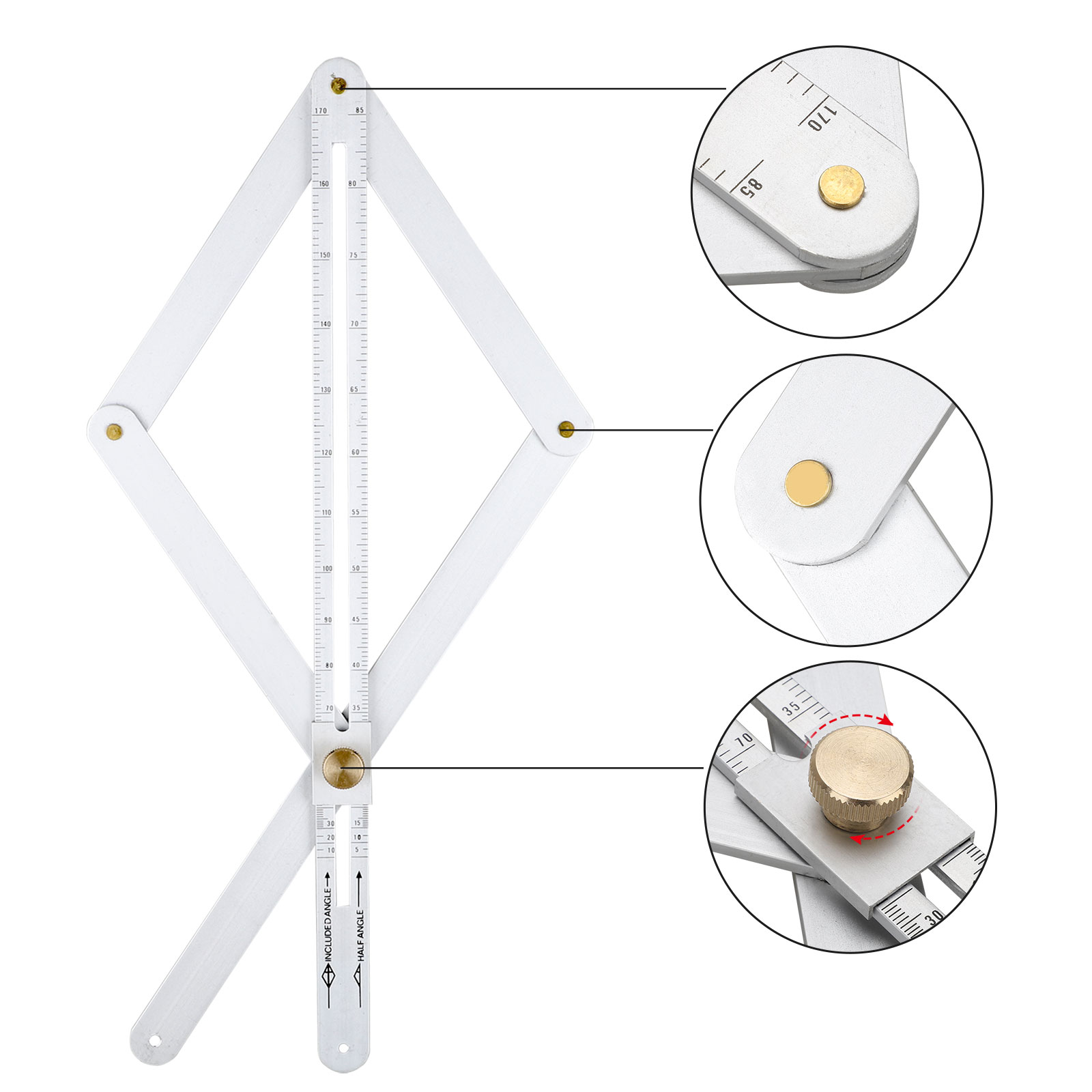 Miter Angle Measuring Ruler,Aluminium Alloy Protractor,Corner Angle