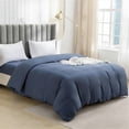 thumbnail image 1 of Linnome Quilt Cover Soft Washed Cotton Solid Color for Student Dormitory Bedding 68.1x90.2in Dark Blue, 1 of 7
