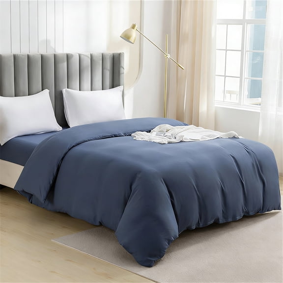 Quilt Cover Set Twin Size, Soft Breathable Washed Cotton Bedding, Solid Color Reversible Dorm Bedspread, Machine Washable Lightweight Duvet Cover for All Seasons