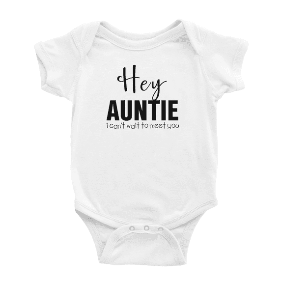 Hey Auntie I Can't Wait To Meet You Cute Baby Jumpsuits Newborn Clothes Boy Girl Unisex