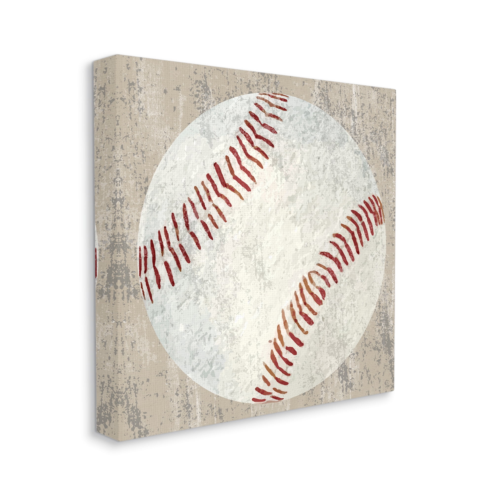 Stupell Industries Rustic Sports Baseball Abstract Painting Gallery Wrapped Canvas Art Print Wall Art, 36 x 36