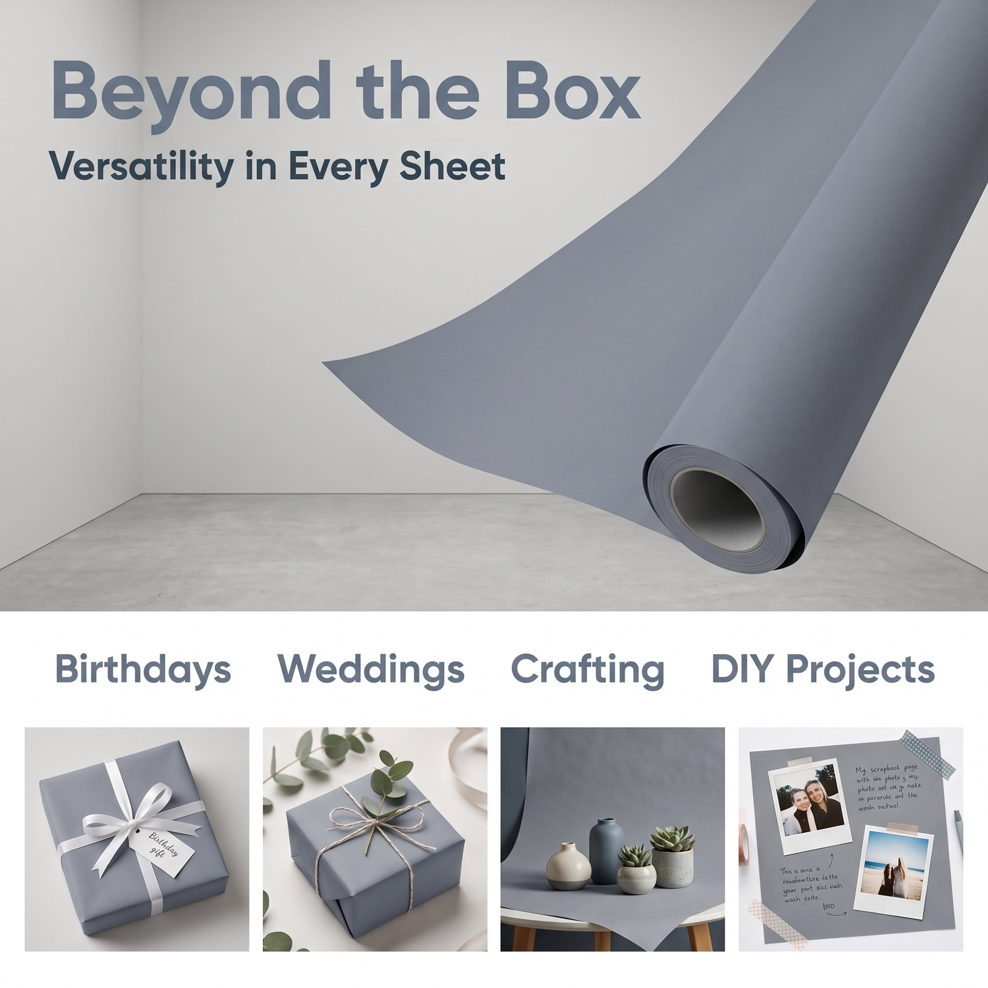 Unique Bargains Heavyweight Wrapping Paper for Gifts and Presentations Gray 27.6" x 19.7"