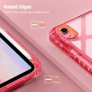 Fintie Clear Case for iPad (A16) 11th Generation 11 Inch (2025), iPad 10th Generation 10.9 Inch (2022), Crystal Transparent Back Cover with Pencil Holder, Auto Wake/ Sleep, Pink