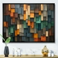 thumbnail image 2 of Designart "Mosaic Cubes Rain in Green and Yellow" Extra Large Abstract Framed Wall Art - Transitional Green Abstract Tile Entryway Framed Wall Art Print, 2 of 7