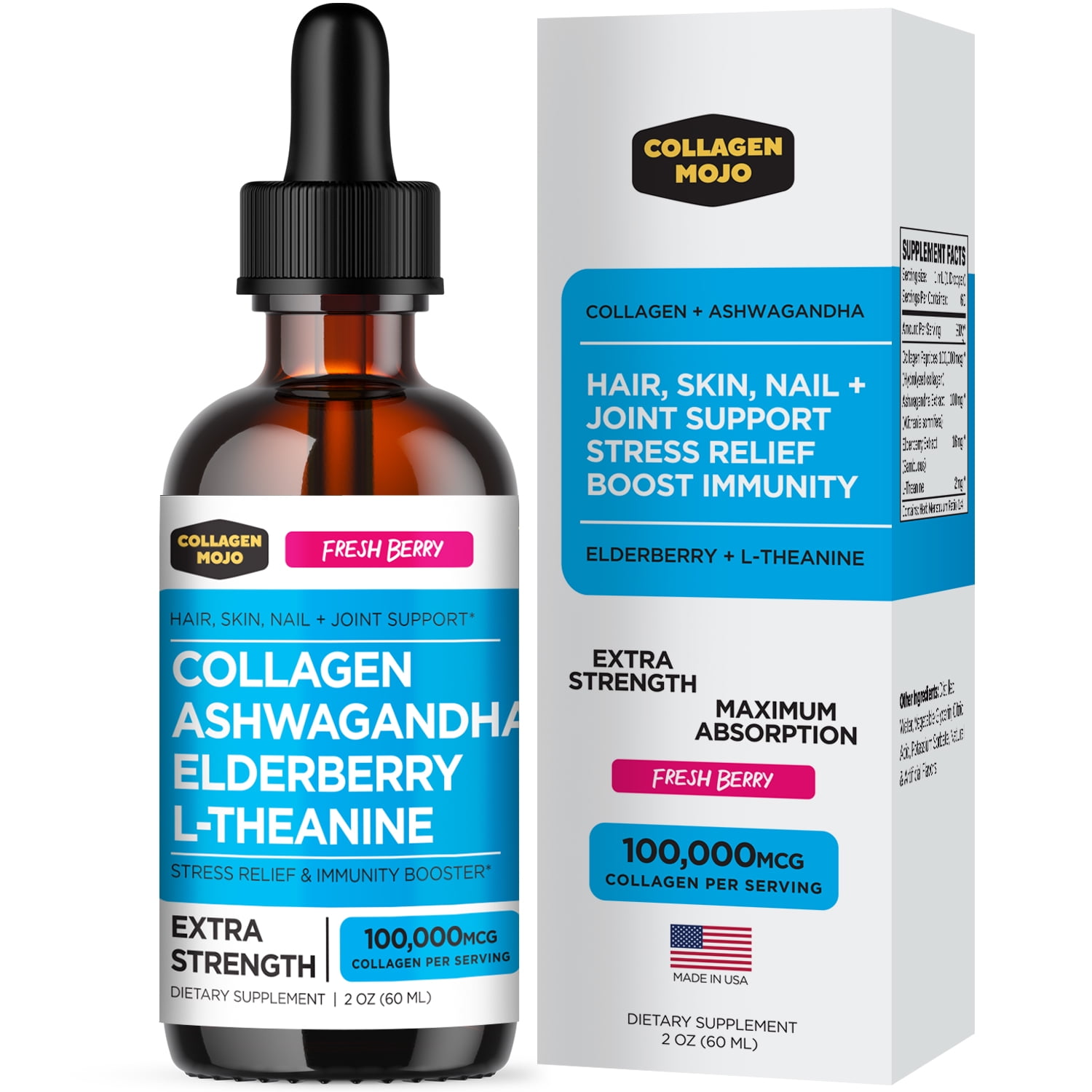 Liquid Collagen Peptides with Ashwagandha, Elderberry & L-Theanine ...