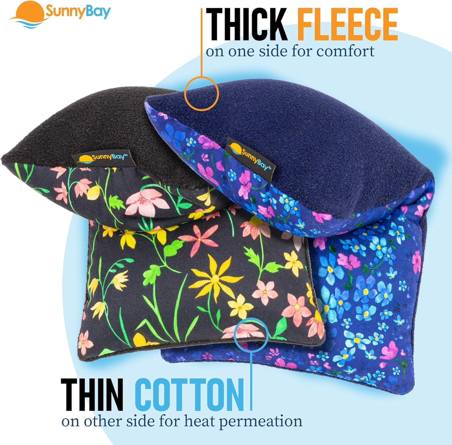 SunnyBay Small Microwave Heating Pad, Microwavable Versatile Cold/Heated Neck and Shoulder Wrap for Back Pain and More, Moist Heat Cotton-Fleece Pad, 6x11 Inches, Lilac and Green Flowers, Pack of 2