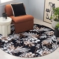 thumbnail image 2 of SAFAVIEH Malibu Keiran Leaves Polyester Machine Washable Area Rug, Black/Brown, 6' x 6' Round, 2 of 11