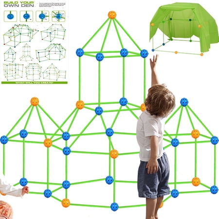 Zorpupoa 218Pcs Fort Building Kit for Kids STEM Construction Toys Educational Gift for 5-8 Years Old Boys Girls for Indoor & Outdoors Activity