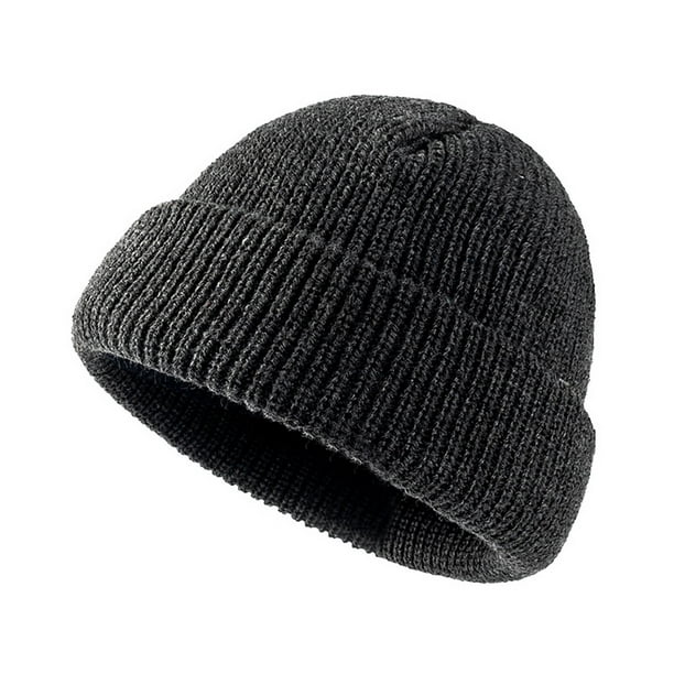Winter Knitted Fishermen Beanie Hats for Men Merino Wool Short