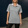 thumbnail image 4 of Polo Shirts for Women Summer Collared V Neck Short Sleeve Shirts Dressy Casual Button Down Lightweight Side Split Golf Shirt, L, 4 of 4