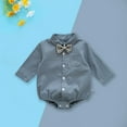 thumbnail image 4 of Diufon Infant Baby Boys Dress Shirt Bodysuit Formal Long Sleeve Wedding Romper Newborn Bow Tie Button Jumpsuit, 4 of 6