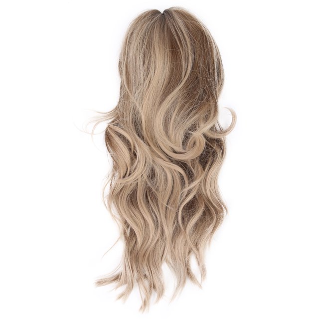 Peluca ondulada larga rubia clara de moda para mujer, perfecta para cosplay y fiestas (60 cm)