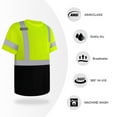 thumbnail image 5 of TCCFCCT Hi Vis Shirts for Men Class 3 High Visibility Shirt with Pocket, Short Sleeve Construction Work Shirts with Reflective Strips, Durable Reflective Shirts, Breathable, DX-(Yellow/Black) XXL, 5 of 7