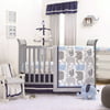 The Peanut Shell 3 Piece Baby Boy Crib Bedding Set - Little Peanut Navy Blue and Grey Elephants - 100% Cotton Fabrics