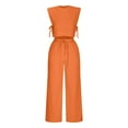 thumbnail image 5 of Dazajoo Womens Two Piece Lounge Set Summer Cap Sleeve Crop Tanks with Drawstring Wide Leg Pants Solid Color Elegant Suits Weekly Sale,Orange,S, 5 of 6
