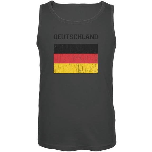 World Cup Distressed Flag Deutschland Charcoal Grey Adult Tank Top - Small