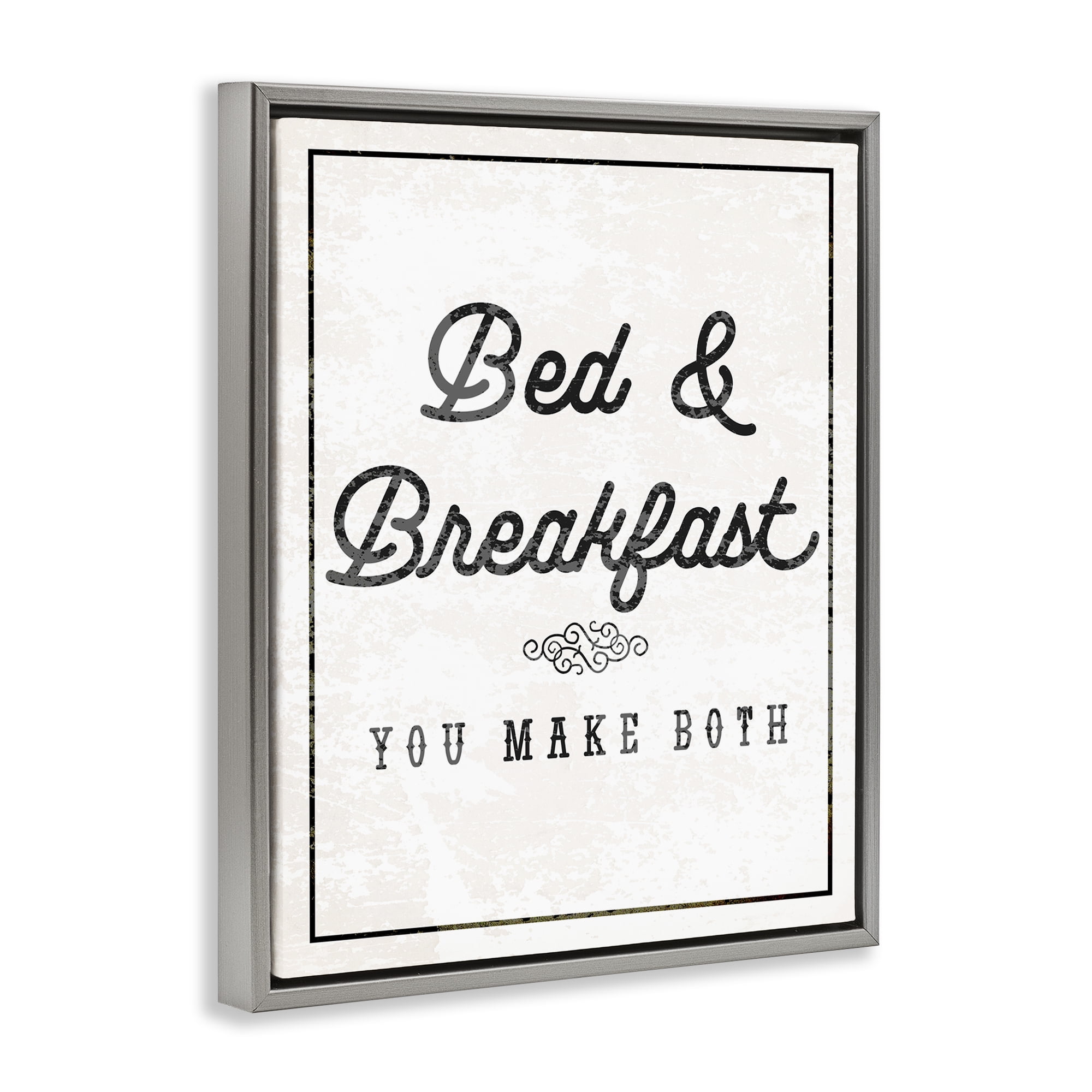 Stupell Industries Bed & Breakfast Humor Text & Numbers Painting Gray Floater Framed Canvas Art Print Wall Art, 25 x 31