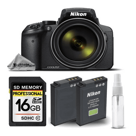 Nikon COOLPIX P900 Digital Camera 83x Optical Zoom Built-In Wi-Fi, NFC and GPS + 16GB SDHC CLASS 10 Memory Card + Replacement Battery for Nikon EN-EL23 - International