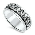 thumbnail image 4 of Spinner Men's Wedding Band Celtic Weave Braid Ring Sterling Silver 925 Jewelry Female Male Size 9, 4 of 4