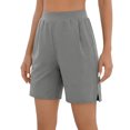 thumbnail image 5 of Women's Bermuda Shorts, High Waist Basic Stretch Casual Bottoms Knee Length Summer Athletic Shorts with Pockets Gray XXXL(XXXL), 5 of 9