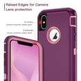 thumbnail image 2 of I-HONVA Compatible with iPhone Xs Max Case,3-Layer Military Grade Drop Protection Anti-Slip Bumper Rugged Shockproof Dustproof Protection Phone Case,Purple Pink, 2 of 7