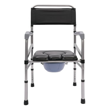 Miumaeov Folding Shower Chair Adjustable Height Foldable Toilet Safety Seat w/ Commode Load Capacity 175kg