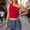 Red, variant on DuoJiaJ Womens Off Shoulder Top, Sleeveless Solid Color Crop Tank Black L