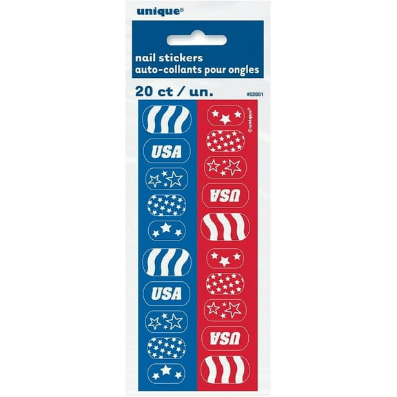 Nail Stickers Patriotic 4th of July Unique Industries, 20 ct