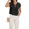 thumbnail image 5 of Cueply Womens Summer Tops Short Sleeve V Neck Dressy Casual Chiffon Blouses T Shirts Tops, 5 of 6