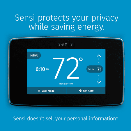 Emerson - Sensi Touch Smart Programmable Wi-Fi Thermostat-Works with Alexa, C-Wire Required - Black