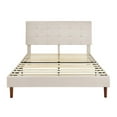 thumbnail image 4 of Gewnee Full Size Platform Bed Frame with Upholstered Headboard and Wood Slats Support.No Box Spring Required（Beige）, 4 of 9
