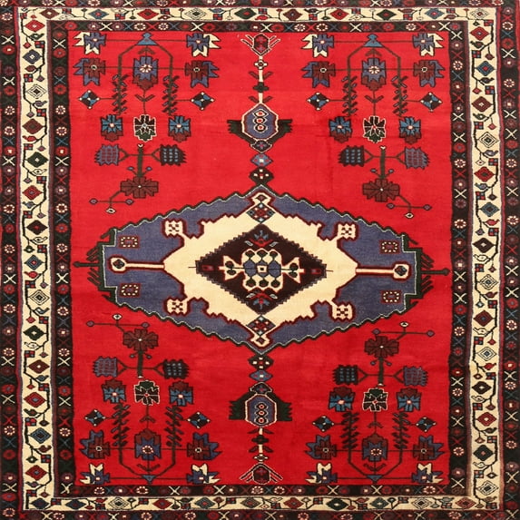 Ahgly Company Indoor Square Traditional Brown Persian Area Rugs, 8' Square