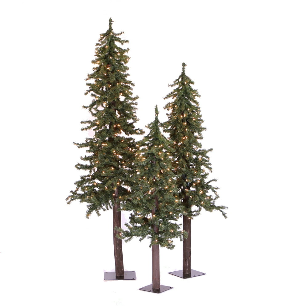 Vickerman Artificial Christmas Tree 4', 5', 6' Natural Triple Alpine Set of 3, 500 Clear Lights